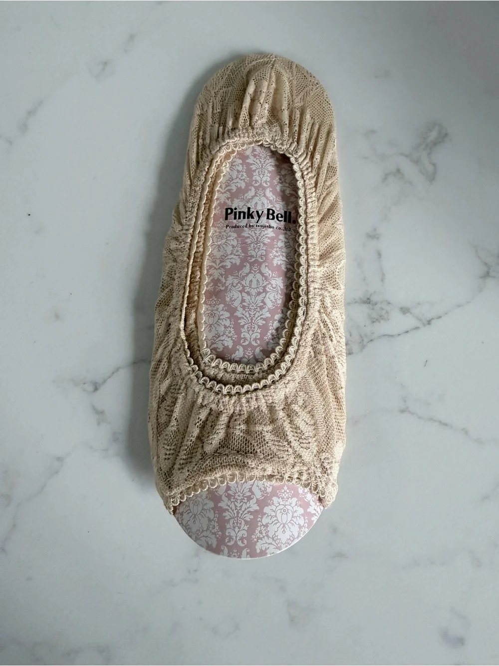 Women's Beige Lace No-Show Footie Socks lace liner socks ballet flat socks